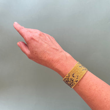 Brazalete Telar Dorado Medio Difuminado Plata Pavonada